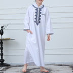 Muslim Boys Embroidered Hooded Thobe with Pockets (MKB014)