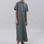 Muslim Boys Embroidered Thobe with Pockets (MKB013)