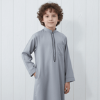 Muslim Boys Embroidered Thobe with Pockets (MKB013)