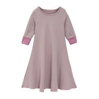 Muslim Girls Dress & Bow Hijab Set with Ruffle Trim (MKG026)
