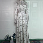 Polka Dot Satin Maxi Dress(MS449)